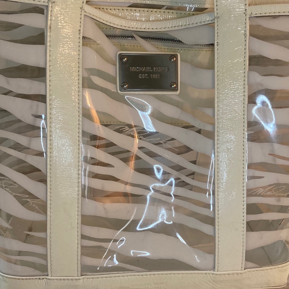 Micheal Kors• Clear and White Zebra print tote - Picture 3 of 13